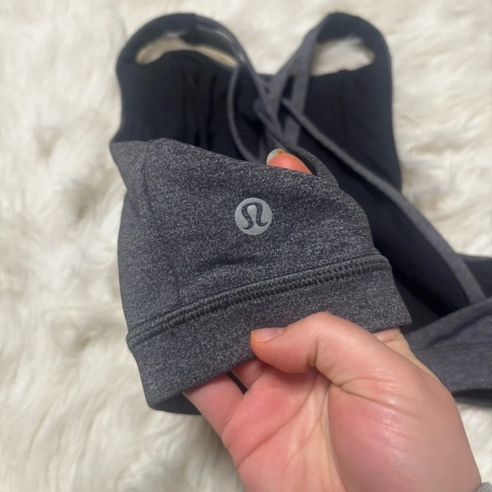 Lululemon Free to be Serene High Heck Sports Bra Heathered Black / Gray size 6